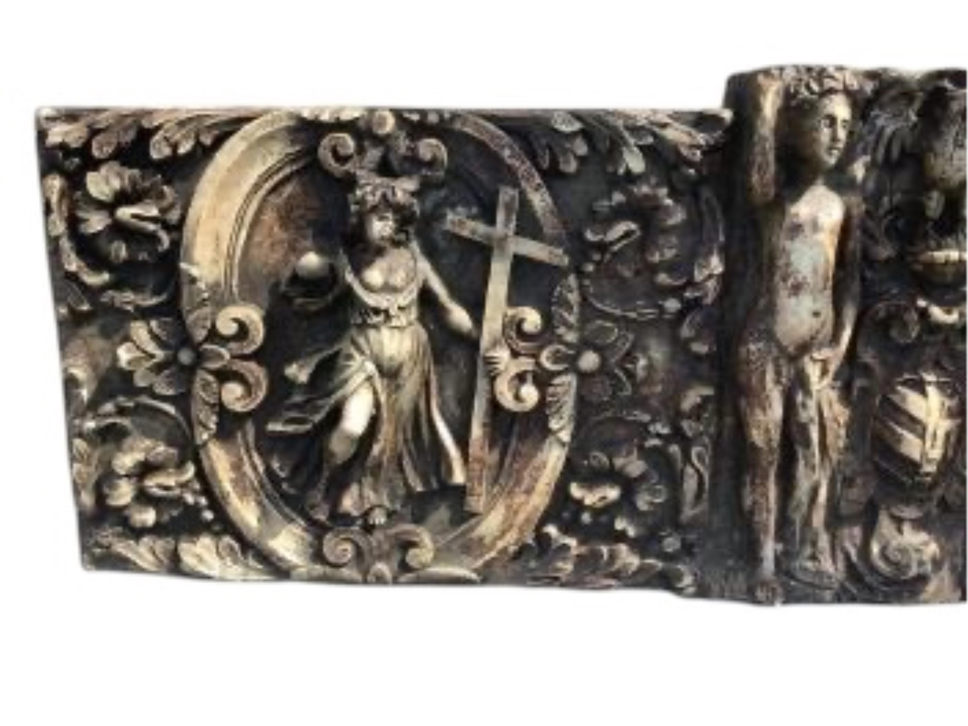 A cast plaster classical wall plaque, width 122cm, height 37cm